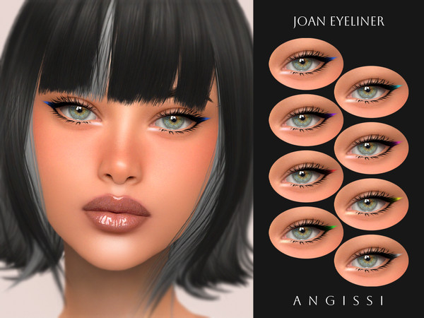 Sims 4 — Joan Eyeliner by ANGISSI — PREVIEWS MADE USING HQ MOD 8 colors
