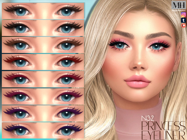 Sims 4 — Princess Eyeliner - Patreon by MagicHand — Doll Eyeliner in 11 swatches - HQ Compatible.