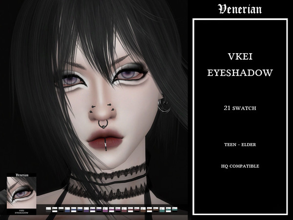 Sims 4 — Vkei Eyeshadow by Venerian by Venerian — 21 swatch Teen to elder No gender or frame restrictions HQ compatible