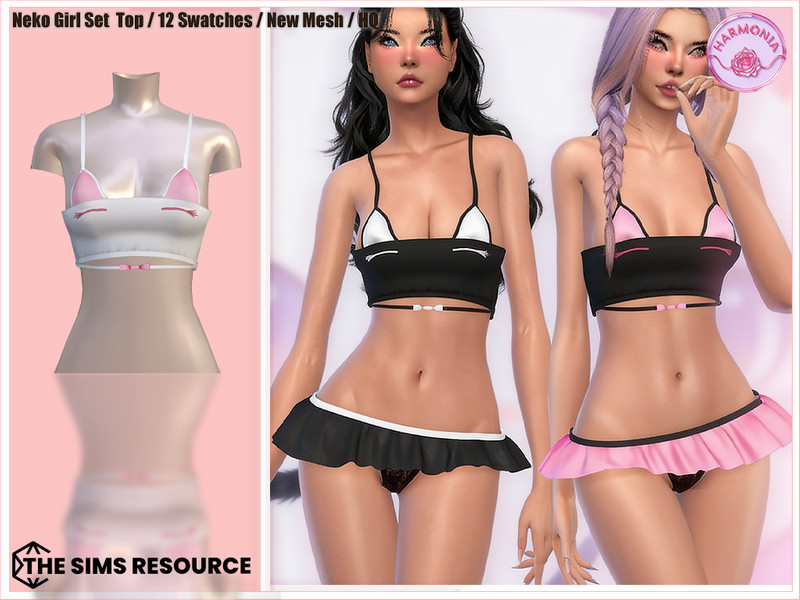 Sims 4 Patreon-labeled fashion CC Patreon - Neko Girl Bralette by Harmonia