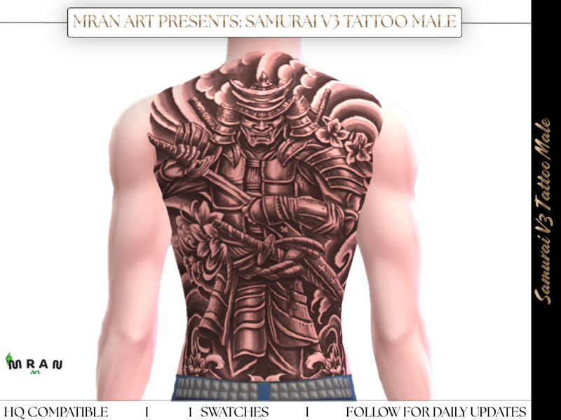 Sims 4 CC Samurai V3 Tattoo Male by MRAN_Art