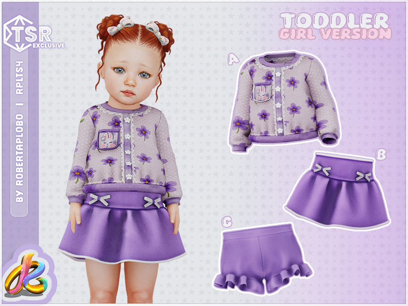 Sims 4 animal print and faux fur fashion CC TOP - Charming Bunny Springtime - Toddler by RobertaPLobo