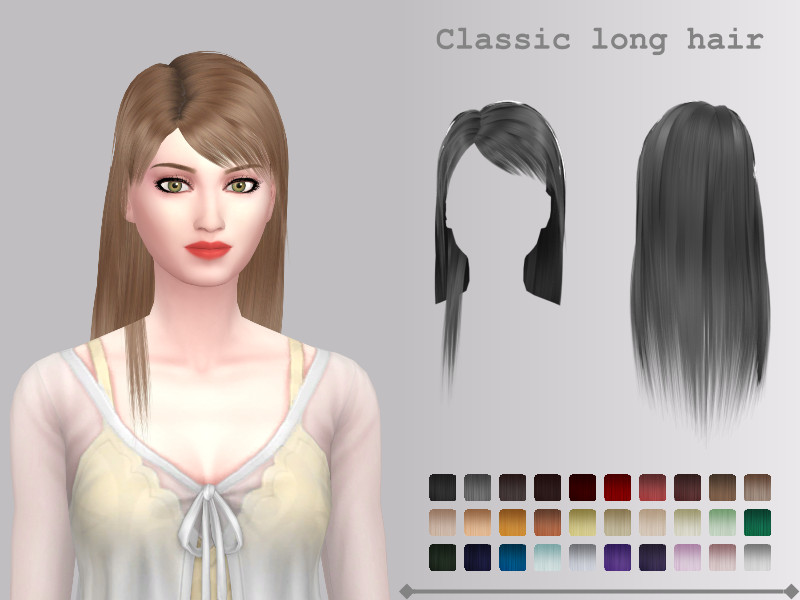 Sims 4 long flowing and layered hairstyle CC Classic long hair by Yinyn