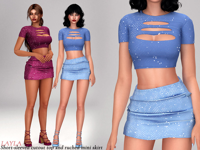Sims 4 CC Stardust short-sleeved cutout top by Layla