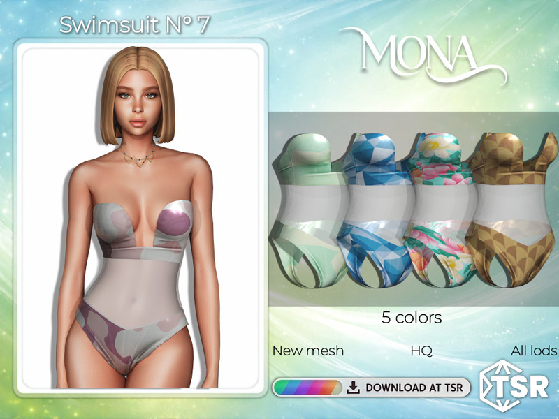 Sims 4 CC Swimsuit with transparency by Mona