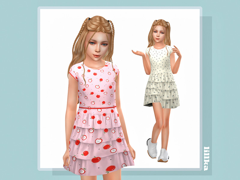 Sims 4 girls clothing CC Elisa Dress by lillka