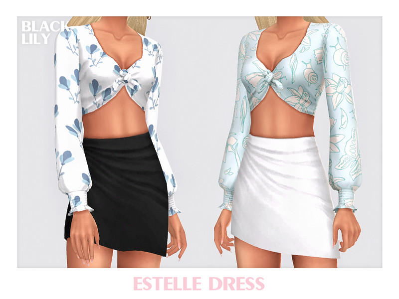 Sims 4 CC Estelle Dress by Black_Lily