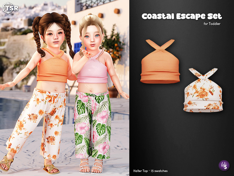 Sims 4 toddler girl clothing CC Halter Top - toddler by WisteriaSims