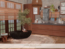 Sims 4 — Lark Bathroom by BlusterSims — The Lark Bathroom is a warm, spa-inspired space featuring rich wood tones, earthy