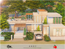 Sims 4 — Andy - no cc by melapples — a modern 3 bedroom home, with a neutral palette and clean lines. 1st floor: living