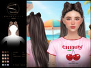 Sims 4 — S-CLUB Long straight-buns hairstyle by S-Club — Long straight-buns hairstyle 060826, thank you.