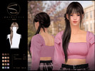 Sims 4 — S-club side-bun ponytail hairstyle by S-Club — side-bun ponytail hairstyle 090826 thank you