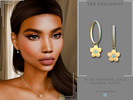 Sims 4 — Blue Sapphire Gold Flower Hoop Earrings by Glitterberryfly — A blue gemstone hoop earring set in gold with