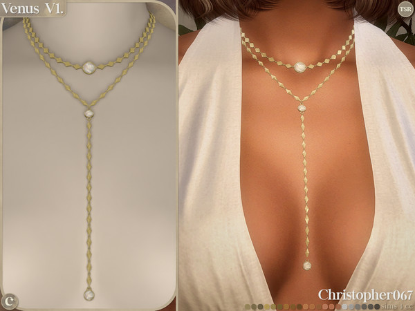 Sims 4 — Venus Necklace V1 - Mother of Pearl Pendant Lariat Layered Necklaces by christopher0672 — This is a lavish set