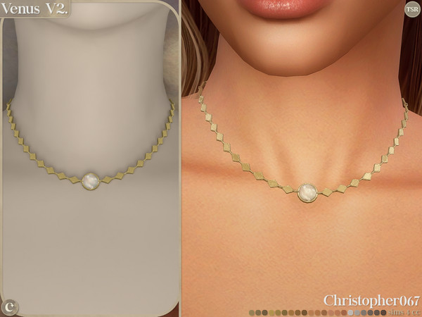 Sims 4 — Venus Necklace V2 - Short Mother of Pearl Pendant Necklace by christopher0672 — This is a lavish set of layered