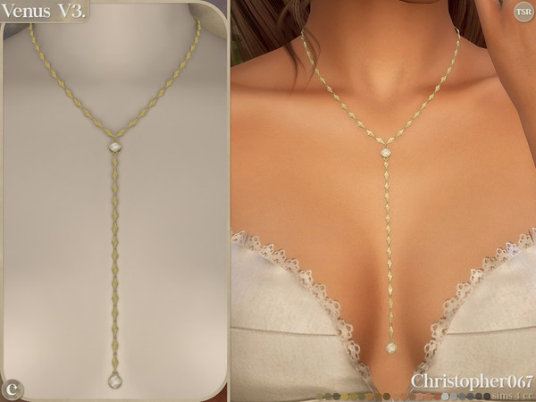 Sims 4 — Venus Necklace V3 - Mother of Pearl Pendant Lariat Necklace by christopher0672 — This is a lavish set of layered