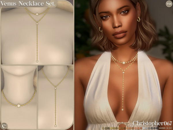 Sims 4 — Venus Necklace Set - Mother-of-Pearl Pendant Lariat Layered Necklaces by christopher0672 — This is a lavish set