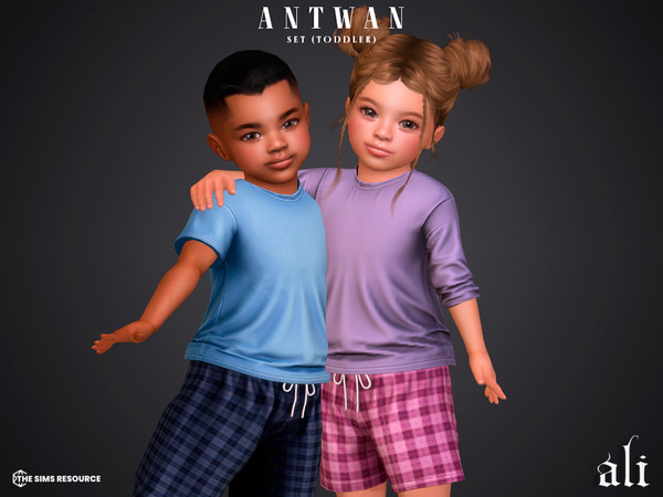 Sims 4 — ANTWAN set - toddler by ali1 — 2x T-shirts, Plaid Pants and Shorts