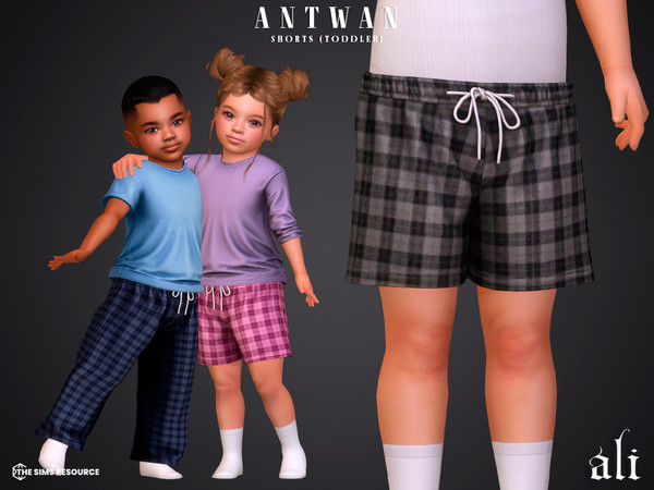 Sims 4 — ANTWAN shorts - toddler by ali1 — 2x T-shirts, Plaid Pants and Shorts