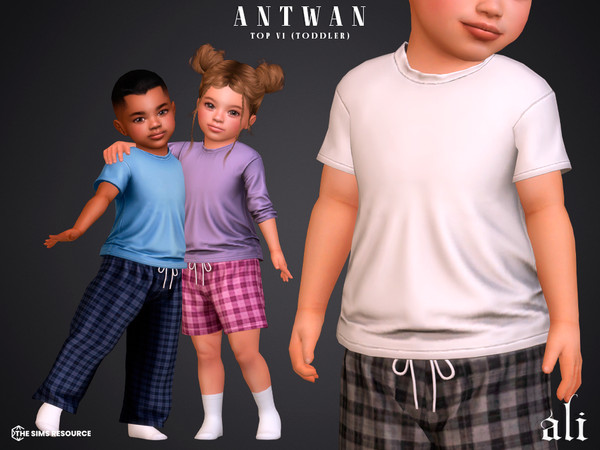 Sims 4 — ANTWAN top v1 - toddler by ali1 — 2x T-shirts, Plaid Pants and Shorts