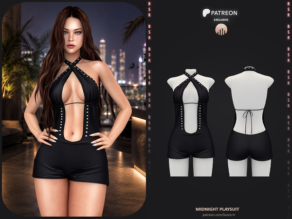 Sims 4 — Midnight Playsuit - Patreon by busra-tr — Note: This release was previously shared with my Patreon supporters as