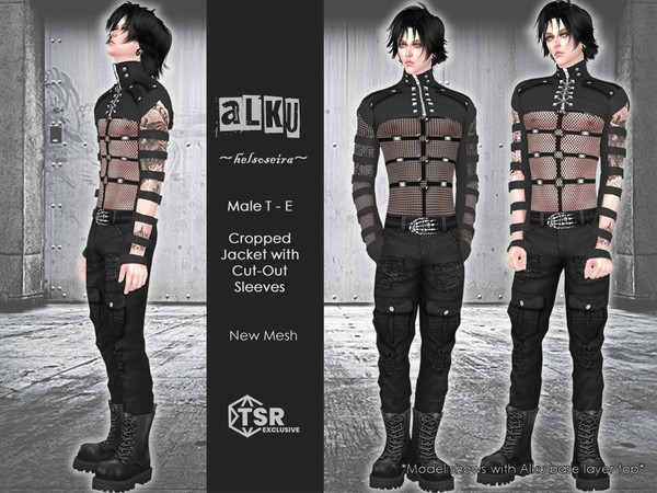 Sims 4 — ALKU Cropped Jacket with Cut Out Sleeve by Helsoseira — Style - Cropped Jacket with cut out sleeve