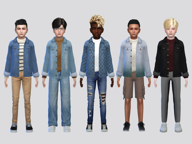 Sims 4 fall clothing CC Mock Denim Jacket Boys by McLayneSims