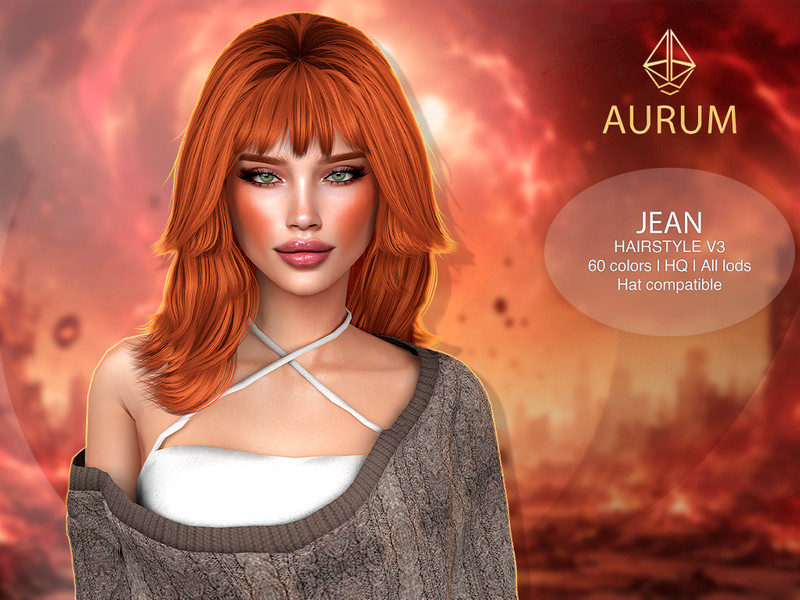 Sims 4 layered and textured hairstyle custom content CC Aurum - Jean hair style 3 by Aurum