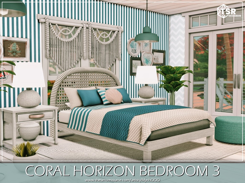Sims 4 CC Coral Horizon Bedroom 3 by MychQQQ