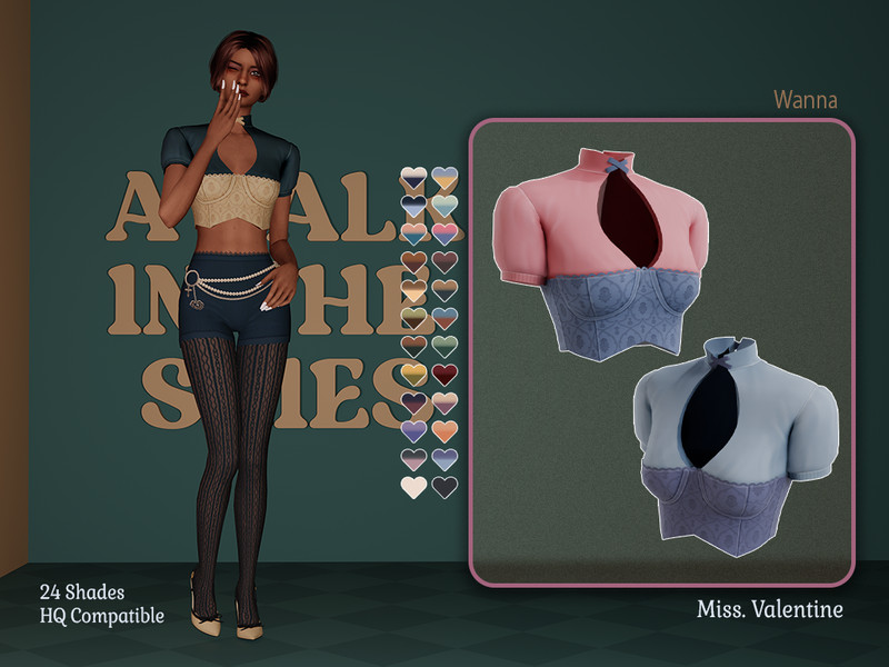 Sims 4 belt and belted fashion CC Wanna corset top with embedded shirt by MissValentine142