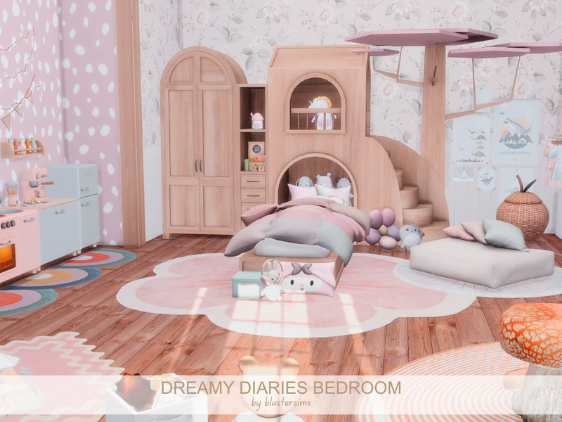 Sims 4 CC Dreamy Diaries Bedroom by BlusterSims