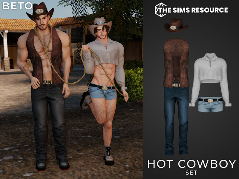 Sims 4 male pants CC By Beto - Hot Cowboy (Pants V1) by Beto_ae0