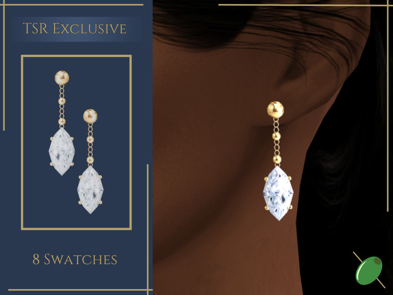 Sims 4 CC Marquise Drop Earrings by Pitted0live