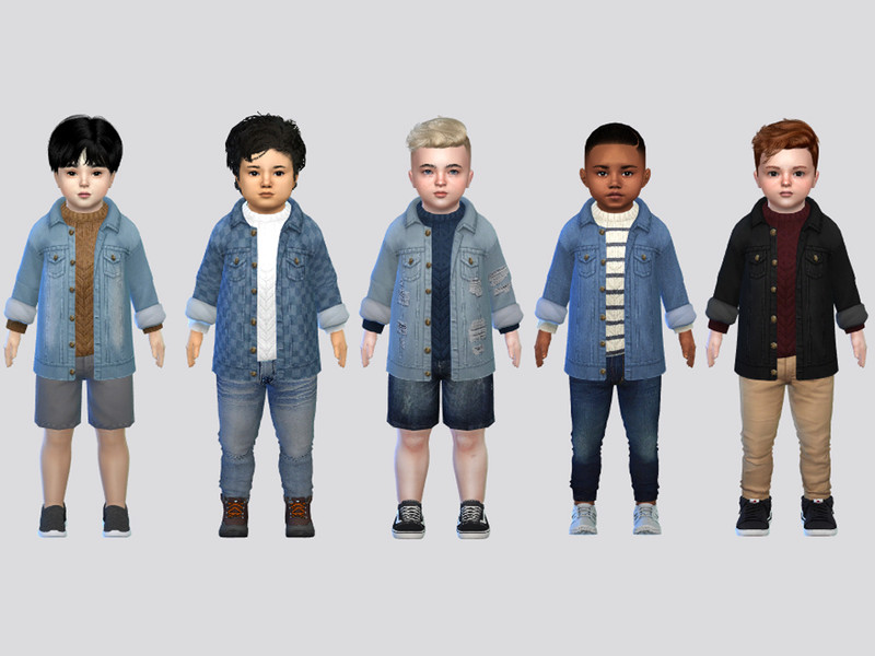 Sims 4 toddler boy clothing CC Mock Denim Jacket Toddler by McLayneSims