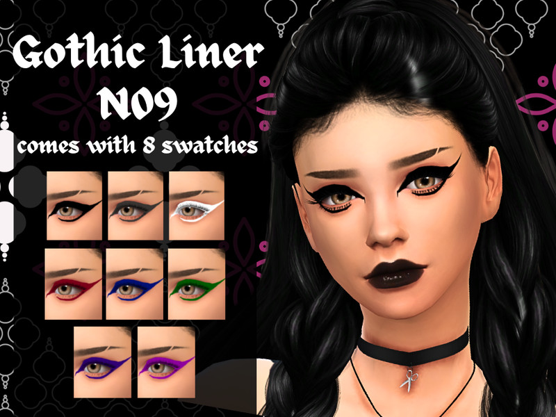 Sims 4 noir and Gothic CC CC Gothic Liner N9 by _alttrait_