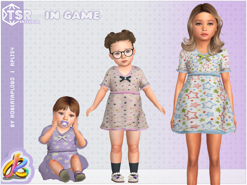 Sims 4 girls clothing CC Star Pattern Dresses for Kids of All Ages - Child by RobertaPLobo