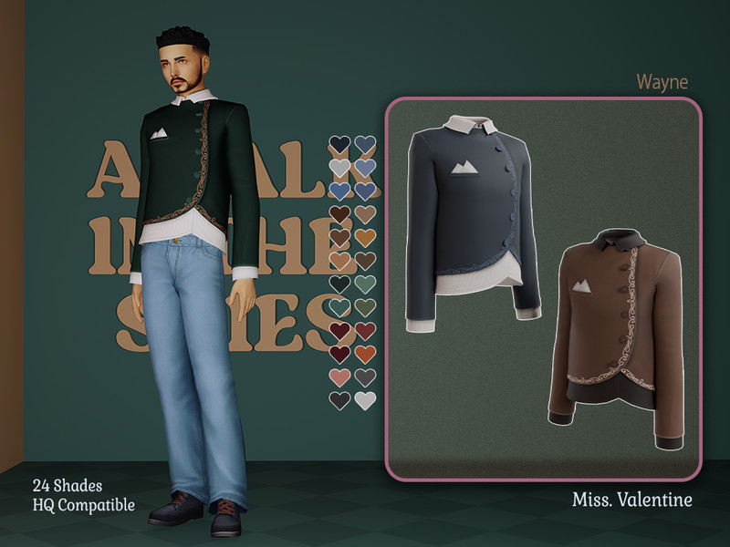 Sims 4 men’s clothing CC Wayne short suit jacket with dress shirt by MissValentine142