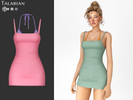 Sims 4 — Marilyn Dress with Layered Bikini Top by talarian — Fitted mini dress layered over a halter bikini top,