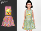 Sims 4 — Josephine Printed Crop Top and Skirt Outfit by talarian — Two piece outfit with a sleeveless crop top and flared
