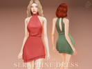 Sims 4 — Seraphine Dress by GoldFishSims — A halter-neck dress with an open back and an asymmetrical skirt. A graceful