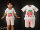 Sims 4 — Toddler - Sweet strawberry pajama set with gingham shorts by Garfiel — A playful toddler sleepwear set featuring
