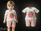 Sims 4 — Infant - Cozy strawberry pajama set with gingham shorts by Garfiel — A sweet infant sleepwear set featuring a