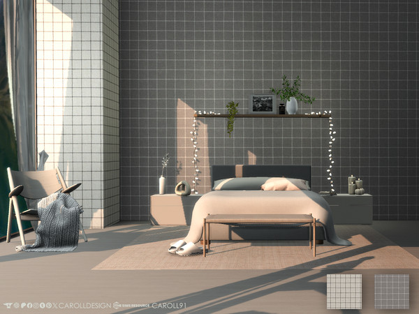 Sims 4 — Nordico Wall by Caroll912 — A 2-swatch neutral, geometric fabric wallpaper in shades of beige and grey. Suitable