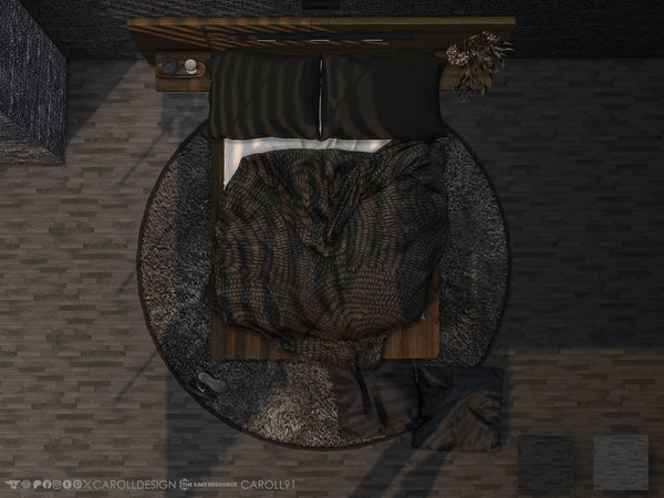 Sims 4 — Mattoni Floor 3 by Caroll912 — A 2-swatch classic parquet wood floor in dark greyscale tones. Suitable for