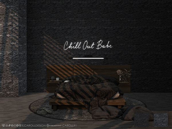 Sims 4 — Mattoni Wall 3 by Caroll912 — A 2-swatch brick wall in dark greyscale tones. Suitable for indoor and outdoor