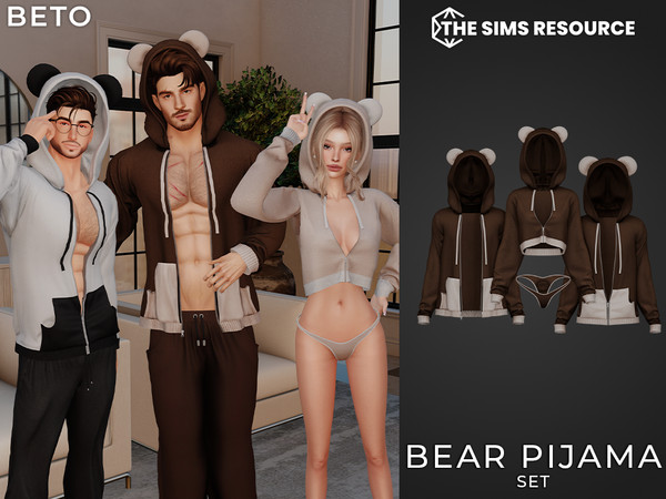 Sims 4 — By Beto - Bear Pijama (Sweater V2) by Beto_ae0 — Bear pajama set for men and women, enjoy!