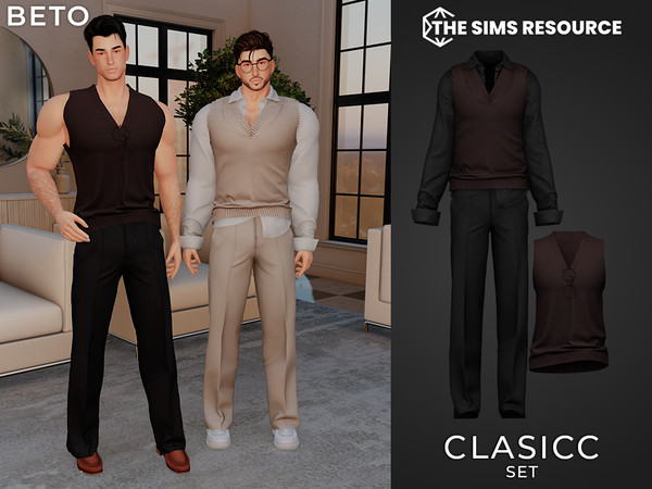 Sims 4 — By Beto - Classic (Pants) by Beto_ae0 — Classic, elegant, minimalist, and old-money men's attire for your Sims.