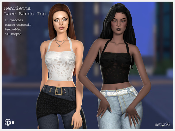 Sims 4 — Henrietta Lace Bando Top by astya96cc — 25-30 swatches