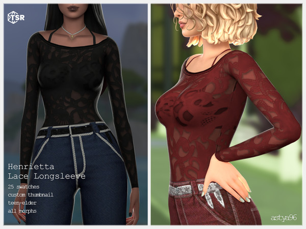 Sims 4 — Henrietta Lace Longsleeve by astya96cc — 25-30 swatches