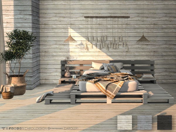 Sims 4 — Di Legno Wall by Caroll912 — A 3-swatch rustic wood plank wall in beige and grey tones. Suitable for indoor and